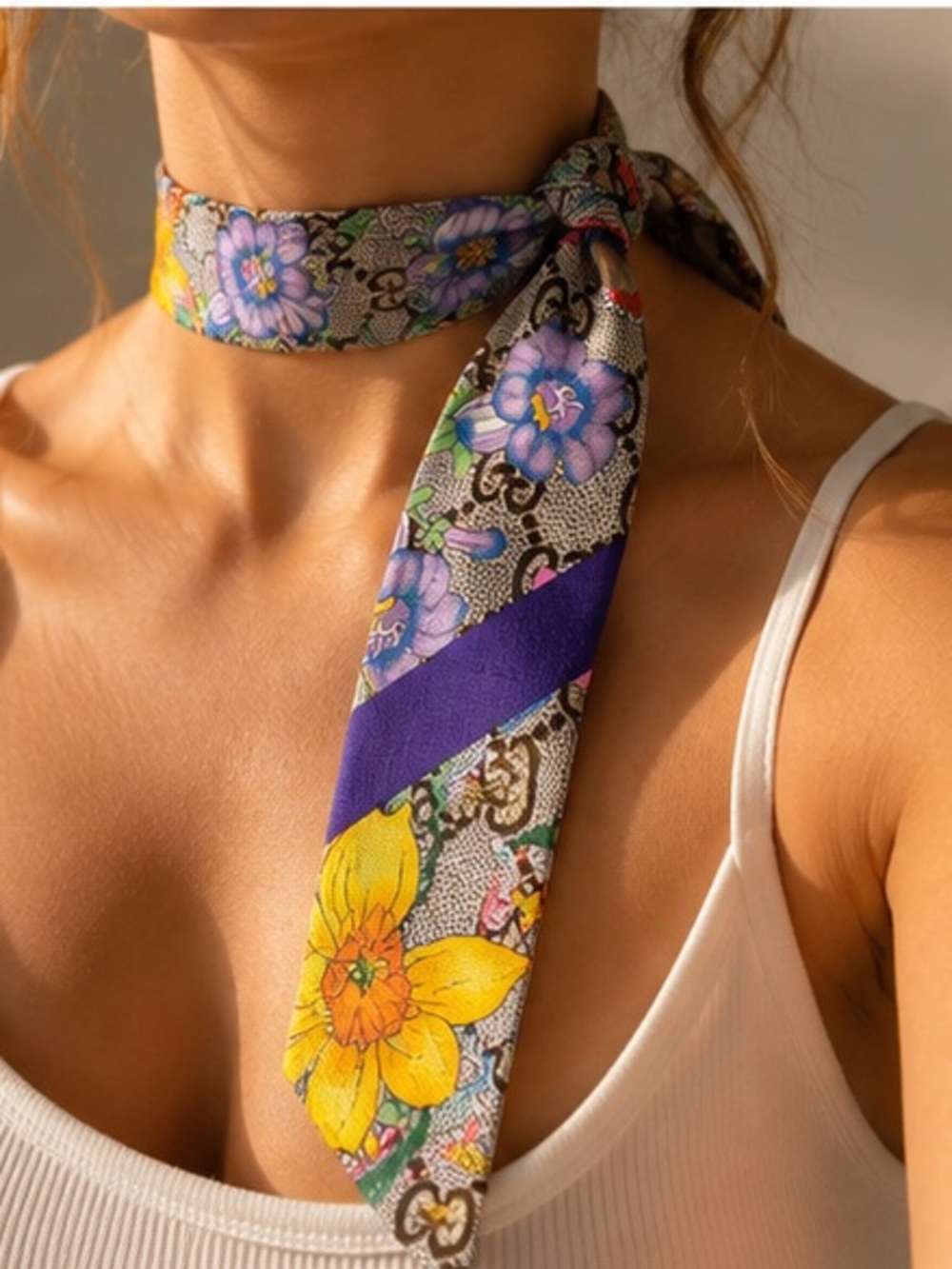 GG Floral Garden Twilly Scarf – Designer Inspired - Picture 3 of 4